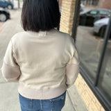 Sand Half Zip-Up Brushed Terry Top Top - Sweatshirt HEM & THREAD