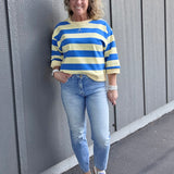 Yellow/Blue Striped Sweatshirt Top - Sweatshirt JODIFL