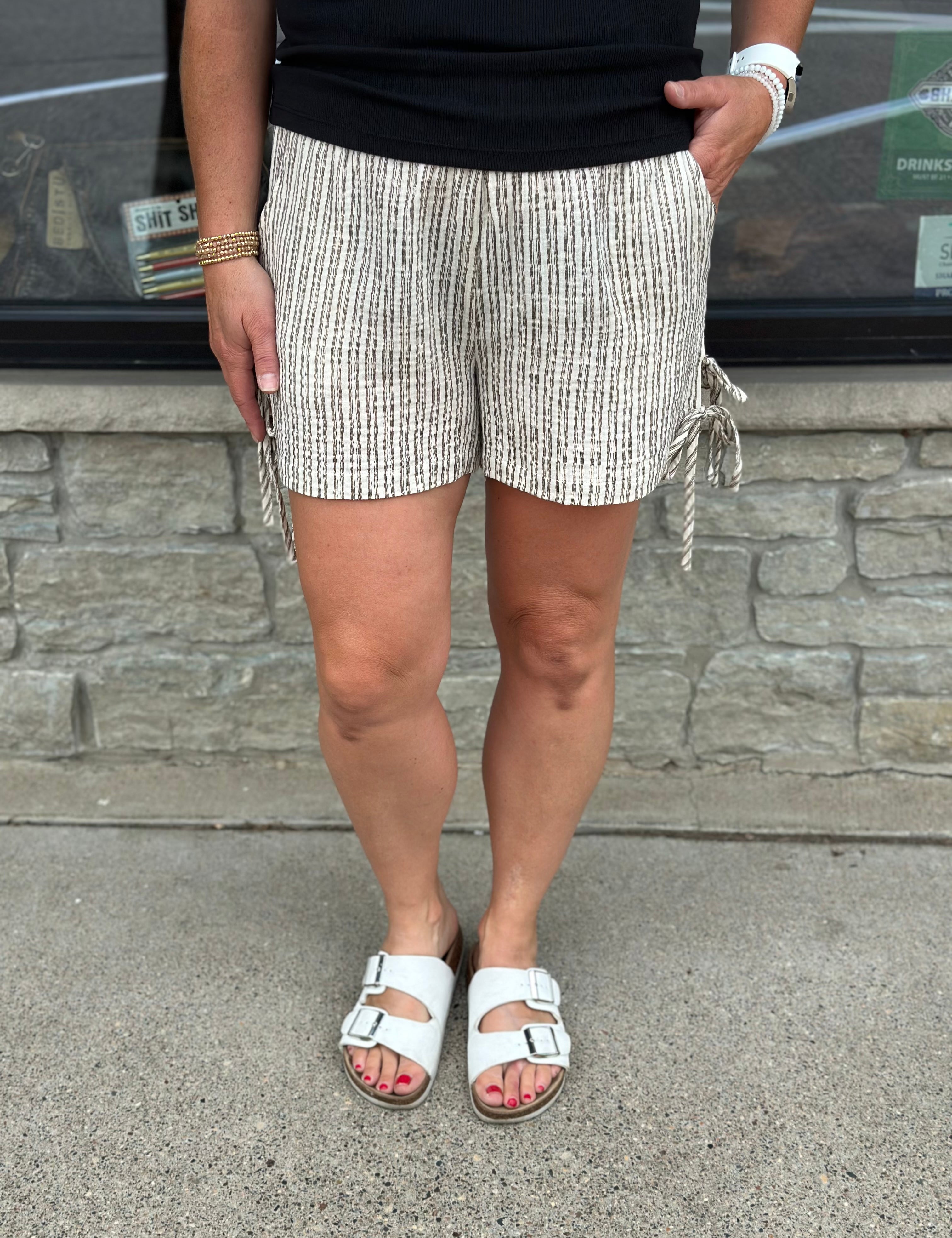 Natural Stripe Shorts Bottoms - Shorts DOE & RAE