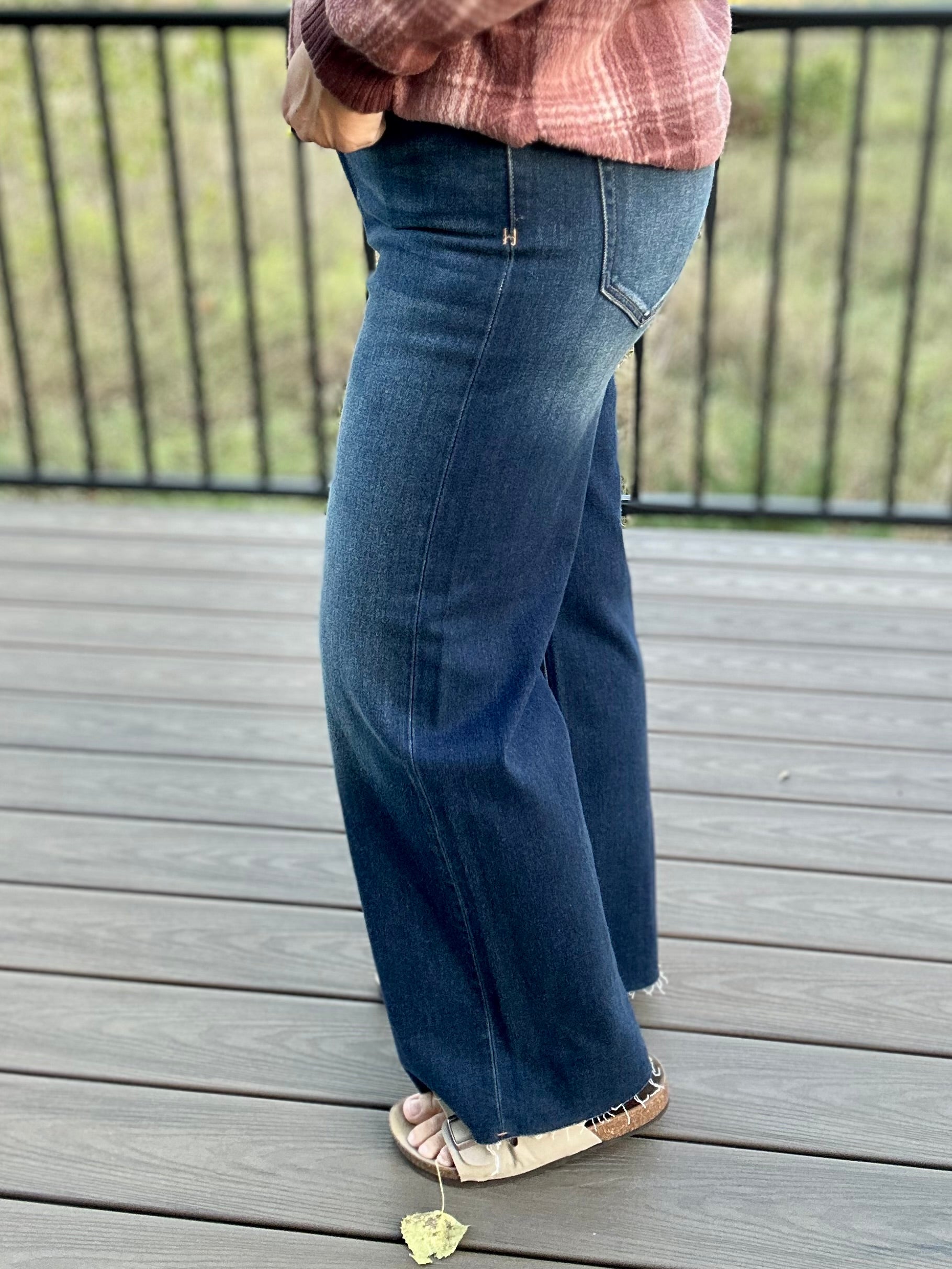 Dark Blue Dad Jean- HIDDEN Bottom- Pants HIDDEN