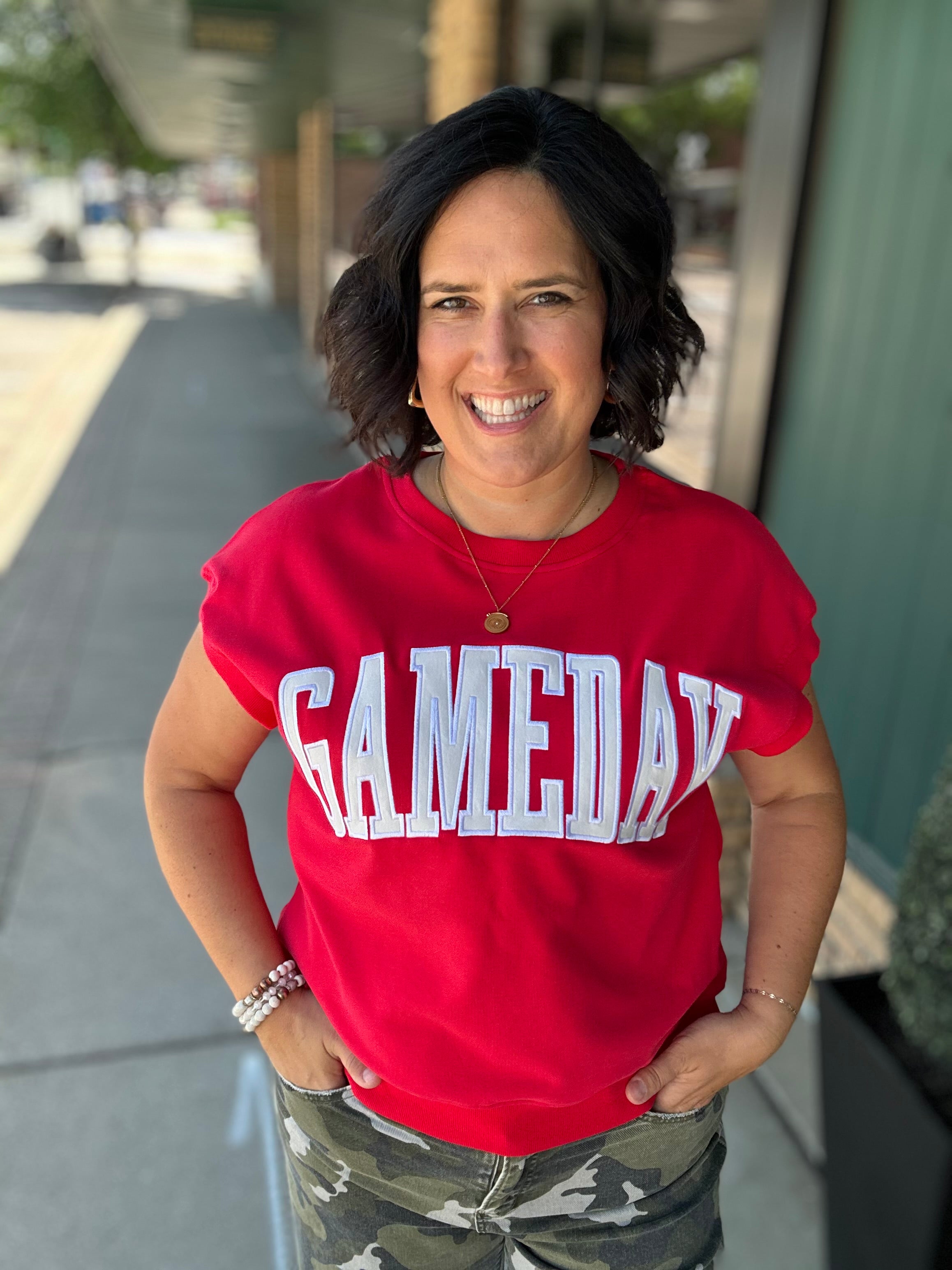 Red Game Day Top Tops- Sweatshirt PANACHE