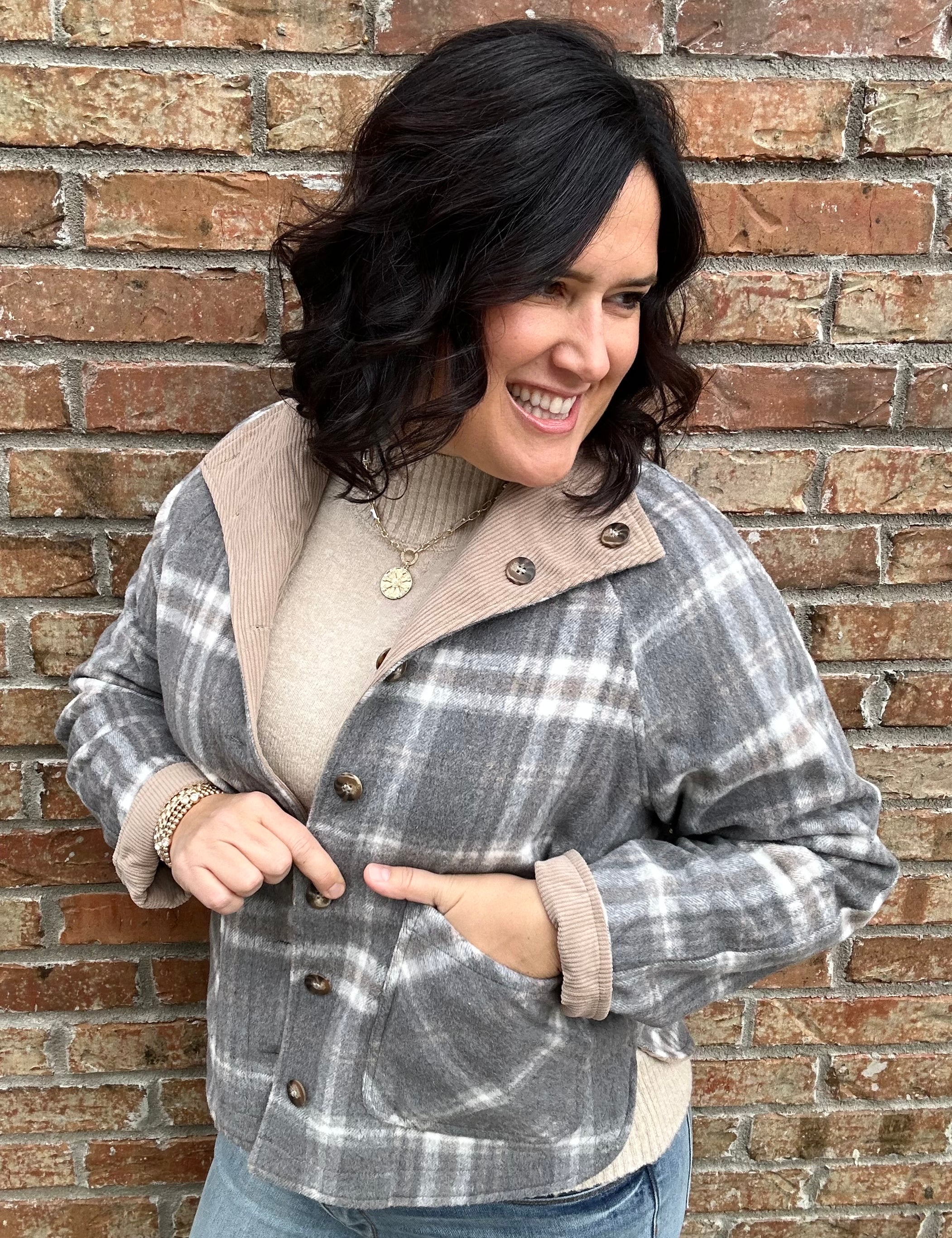 Grey Brown Jacqueline Jacket Outerwear- Jackets THREAD & SUPPLY