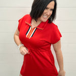 Red Quarter Zip Athletic Dress Dresses JODIFL