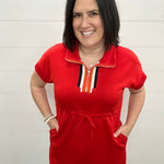 Red Quarter Zip Athletic Dress Dresses JODIFL