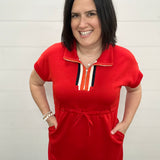 Red Quarter Zip Athletic Dress Dresses JODIFL