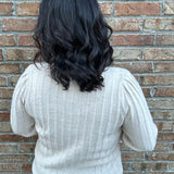 Oatmeal Vertical Stripe Textured Sweater