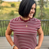 Wine Stripe Ribbed Sleeveless Top
