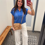 Royal Blue Zip Up Sweater Top - Sweater Mystree