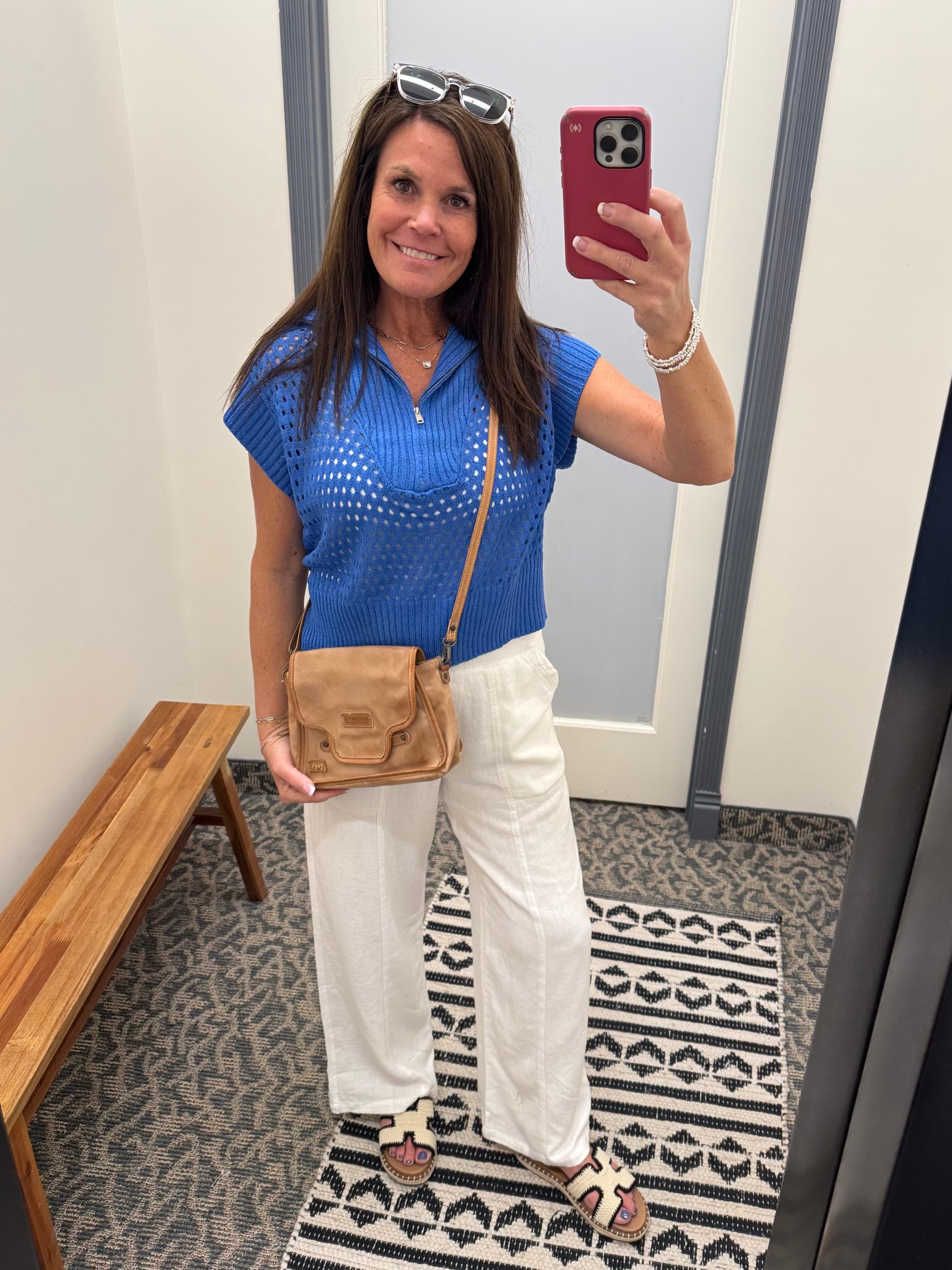 Royal Blue Zip Up Sweater Top - Sweater Mystree