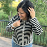 Pewter Black Stripe Dover Cardigan