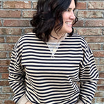 Brown/Navy Striped Pullover Top- Sweatshirt MIOU MUSE