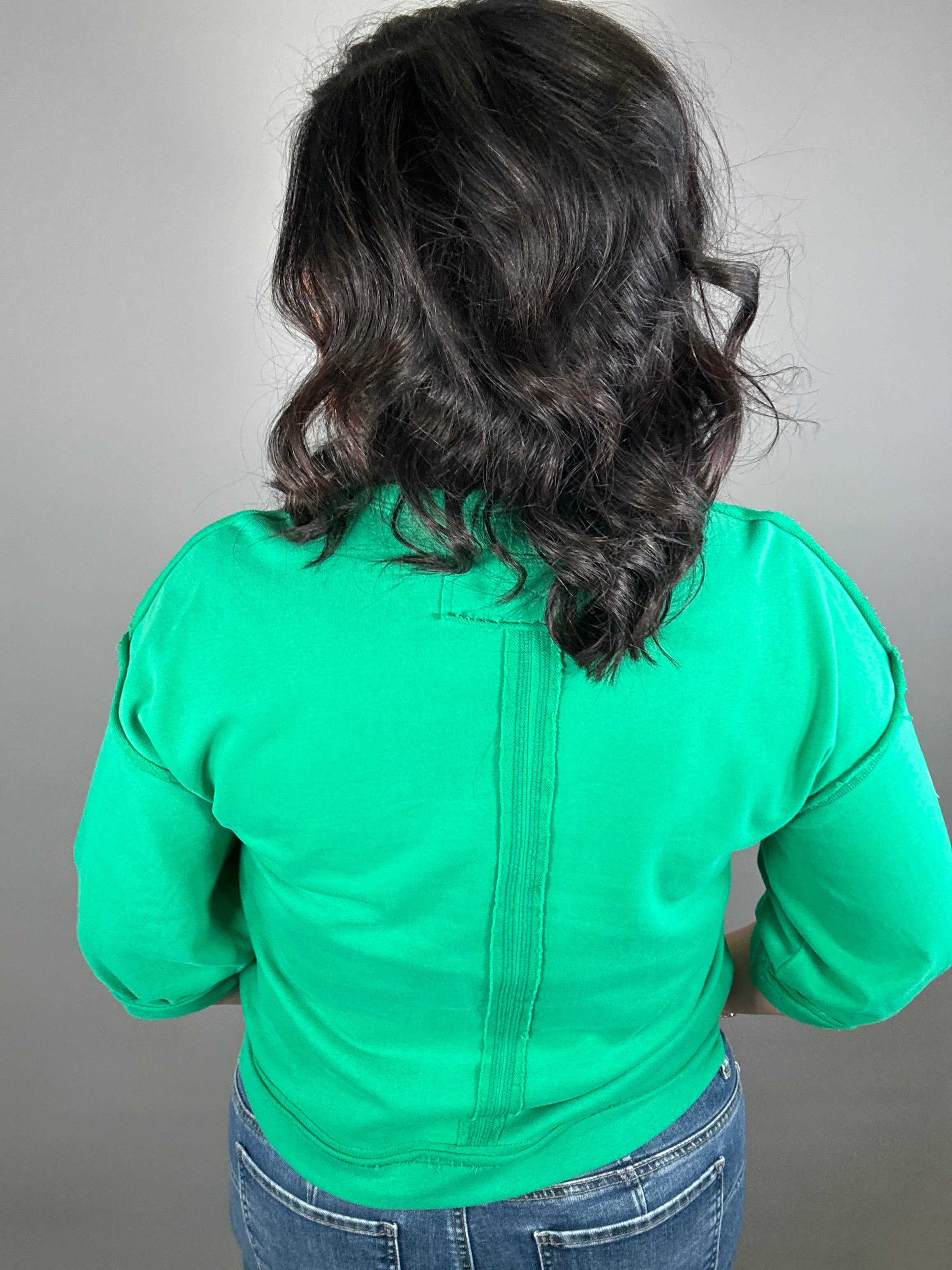 Green Seam Detail Top Top- Sweatshirt JODIFL