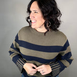 Navy/Olive Striped Sweater
