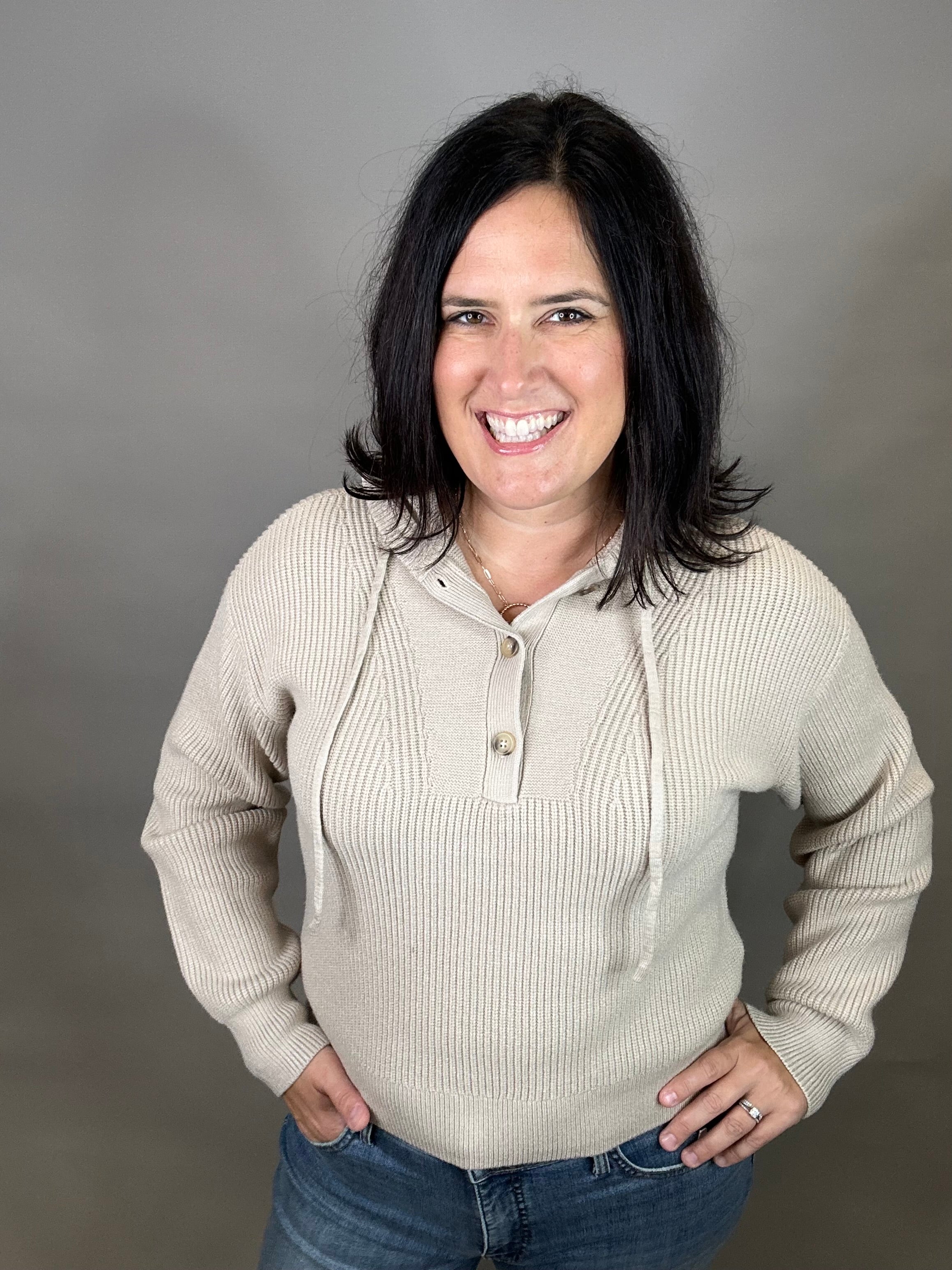 Oxford Tan Dolly Sweater Hoodie Top - Sweater THREAD & SUPPLY