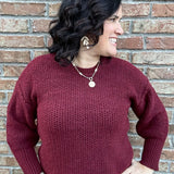 Berry Flora Drop Shoulder Sweater