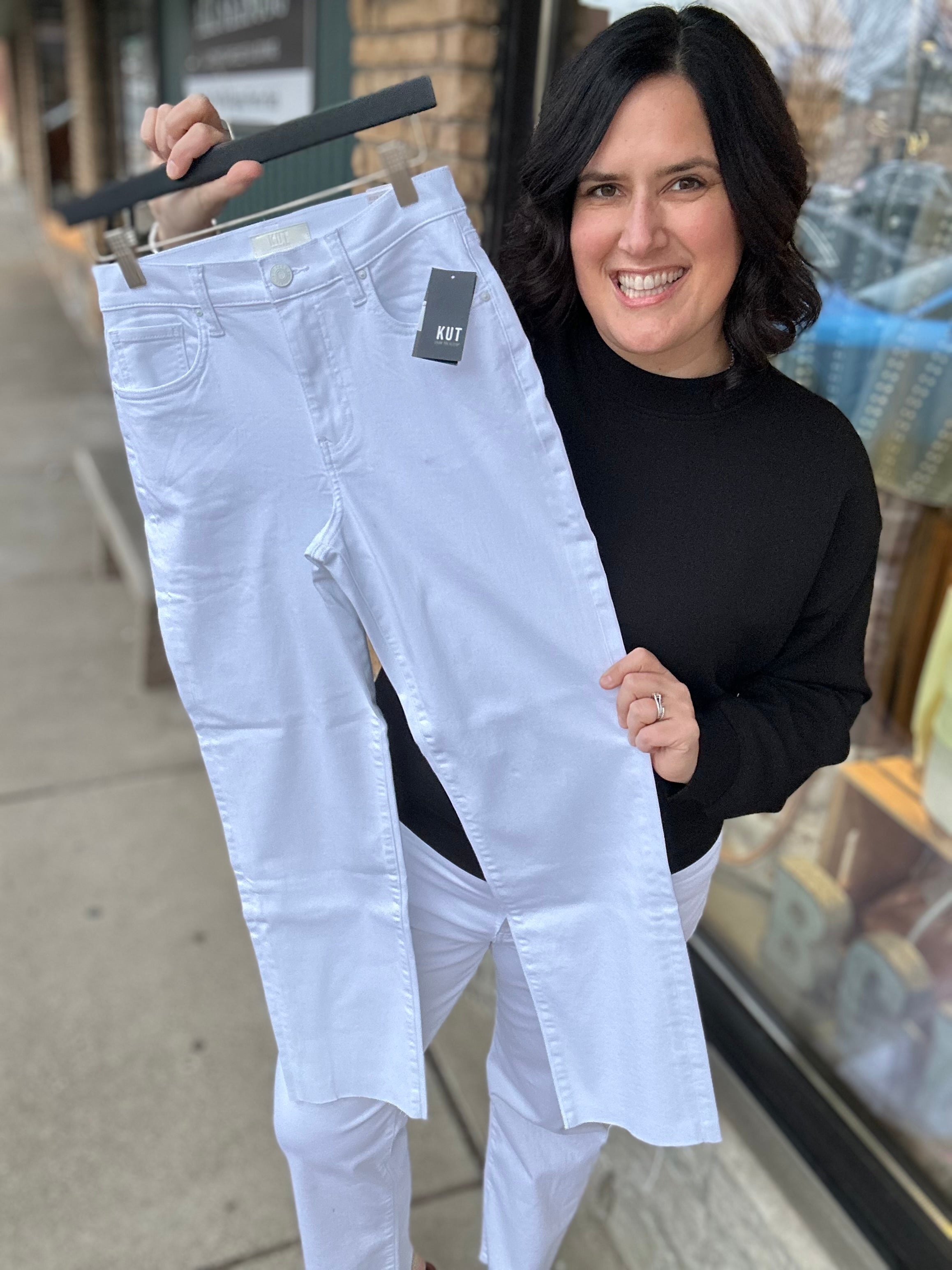 Optic White Avery Straight Jean Bottoms - Pants KUT FROM THE KLOTH