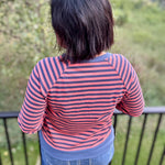 Washed Coral & Denim Stripe Raglan Top Top - Sweatshirt STACCATO