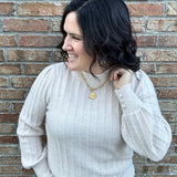 Oatmeal Vertical Stripe Textured Sweater