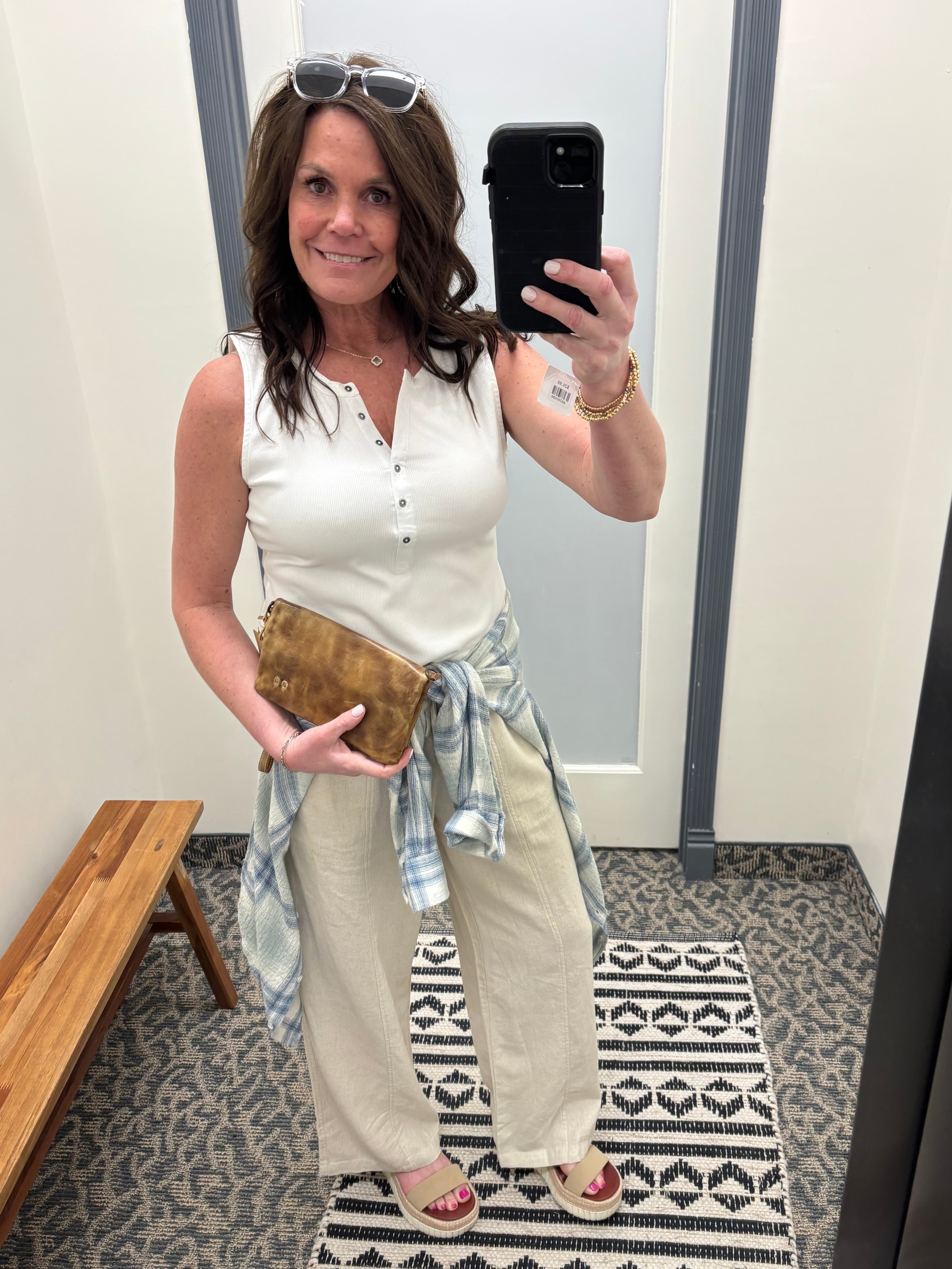 White Denning Henley Tank Tops- Tanks FLAG AND ANTHEM