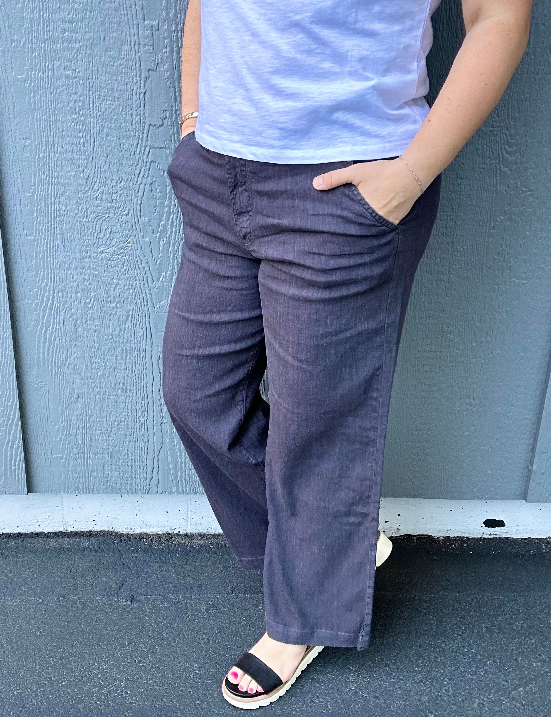 Charcoal Meg Linen Pant Bottom- Pants KUT FROM THE KLOTH
