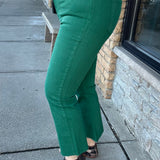 Green Crop Flare Jeans