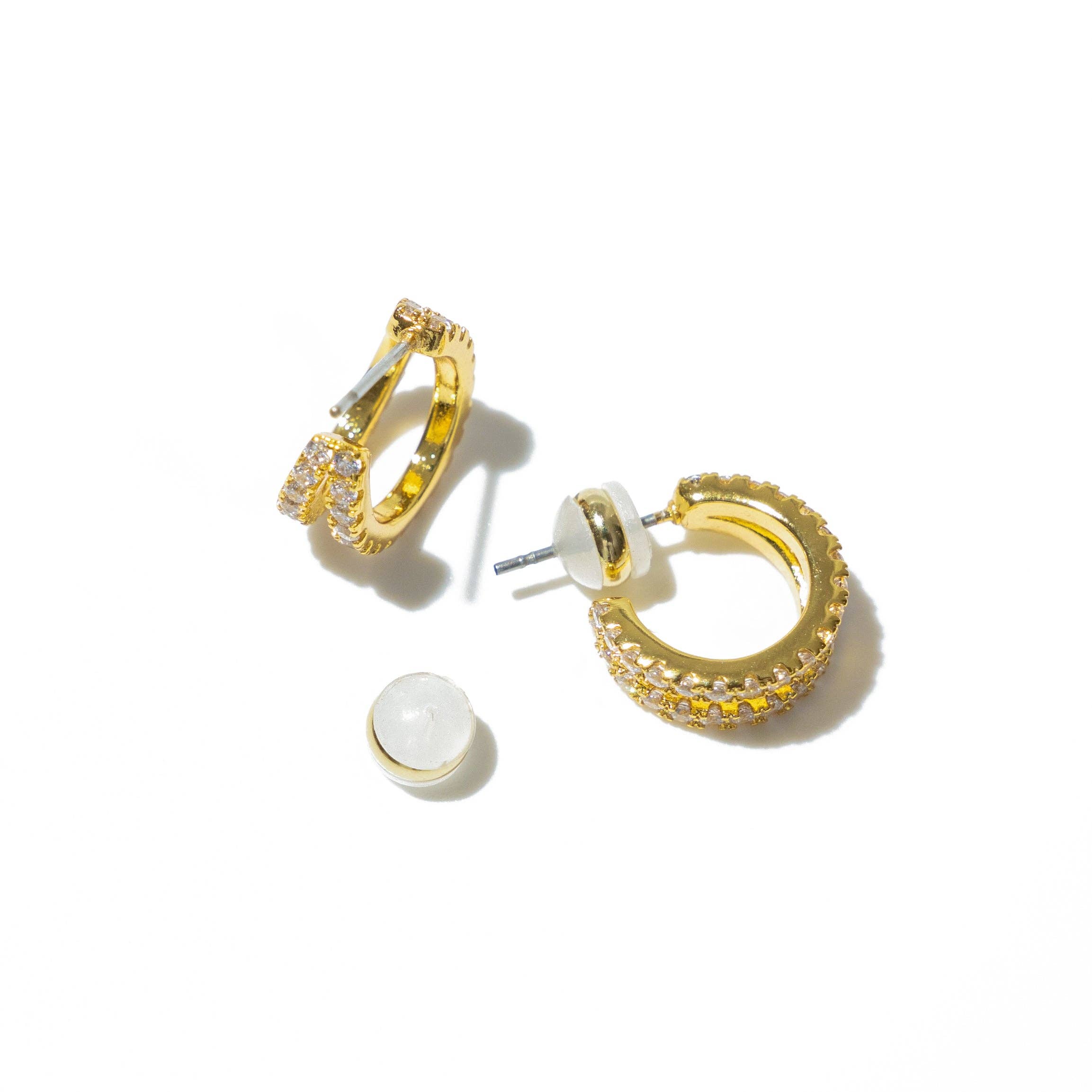 18k Gold Pave Shine Double Hoops Brenda Grands Jewelry