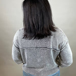 Washed Black Button Front Cardigan Tops- Cardigans EE:SOME