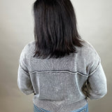 Washed Black Button Front Cardigan Tops- Cardigans EE:SOME