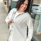 Grey Washed Soft Button Up Outerwear- Jackets PANACHE