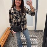 Tan & Black Plaid Button Up Tops - Button Ups PANACHE