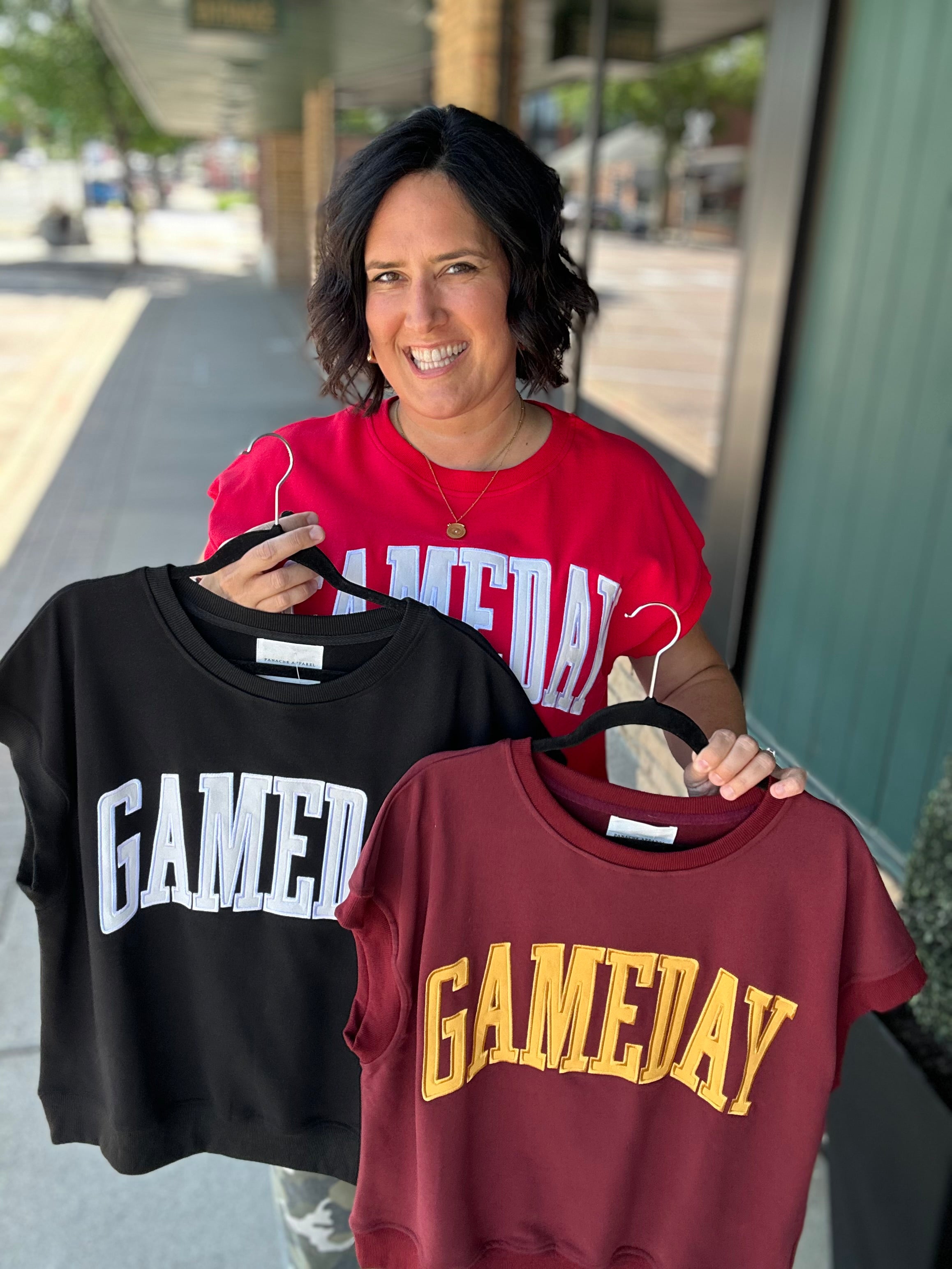 Red Game Day Top Tops- Sweatshirt PANACHE