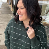 Regency Green/Cream Stripe Polo Top