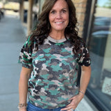 Camo Short Sleeve Sweater Top - Sweater FATE by LFD