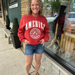 Red America Graphic Fleece Sweatshirt Top- Sweatshirt BUCKETLIST