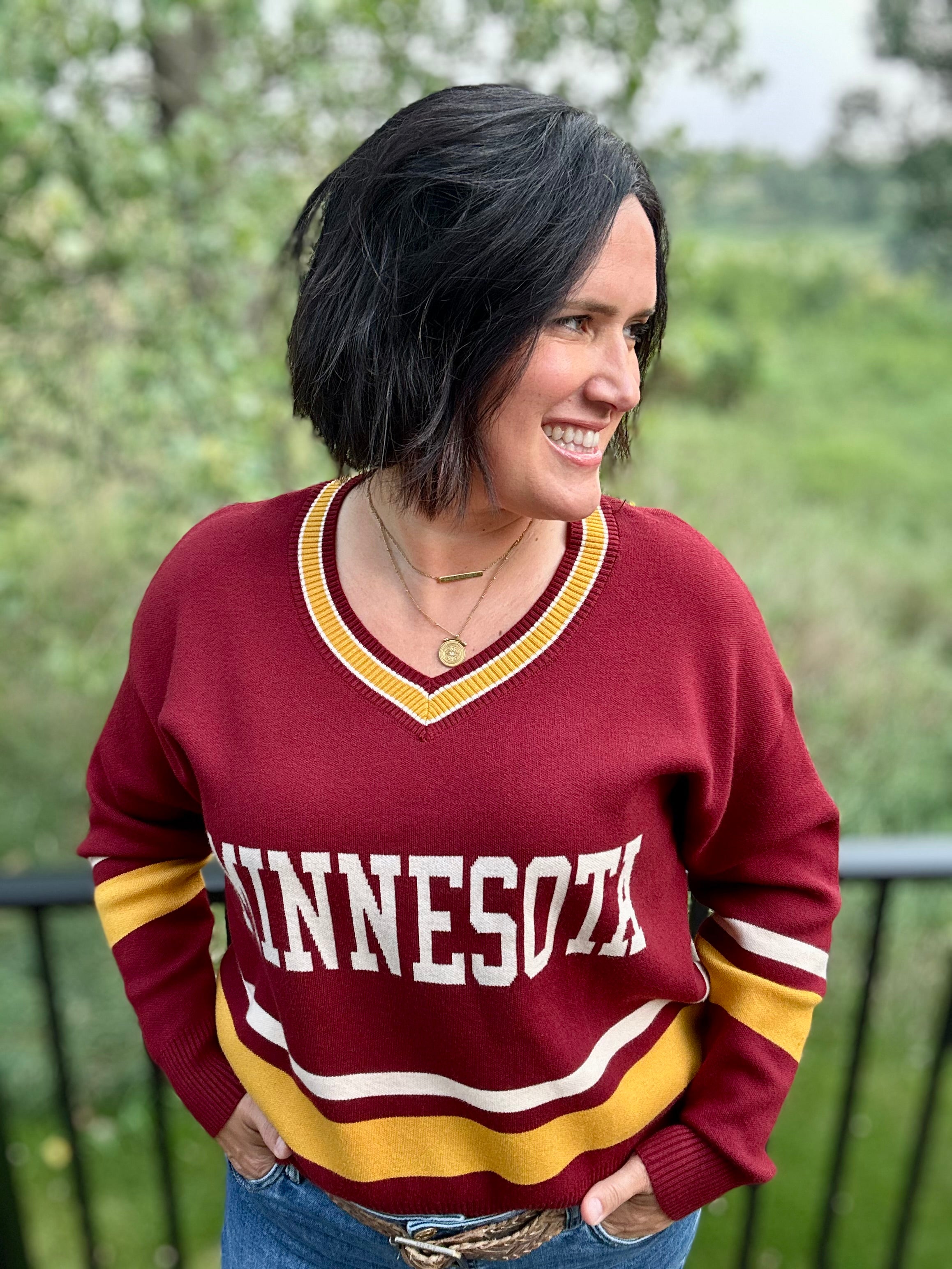 Maroon Minnesota University Sweater Top - Sweater Tea n Rose