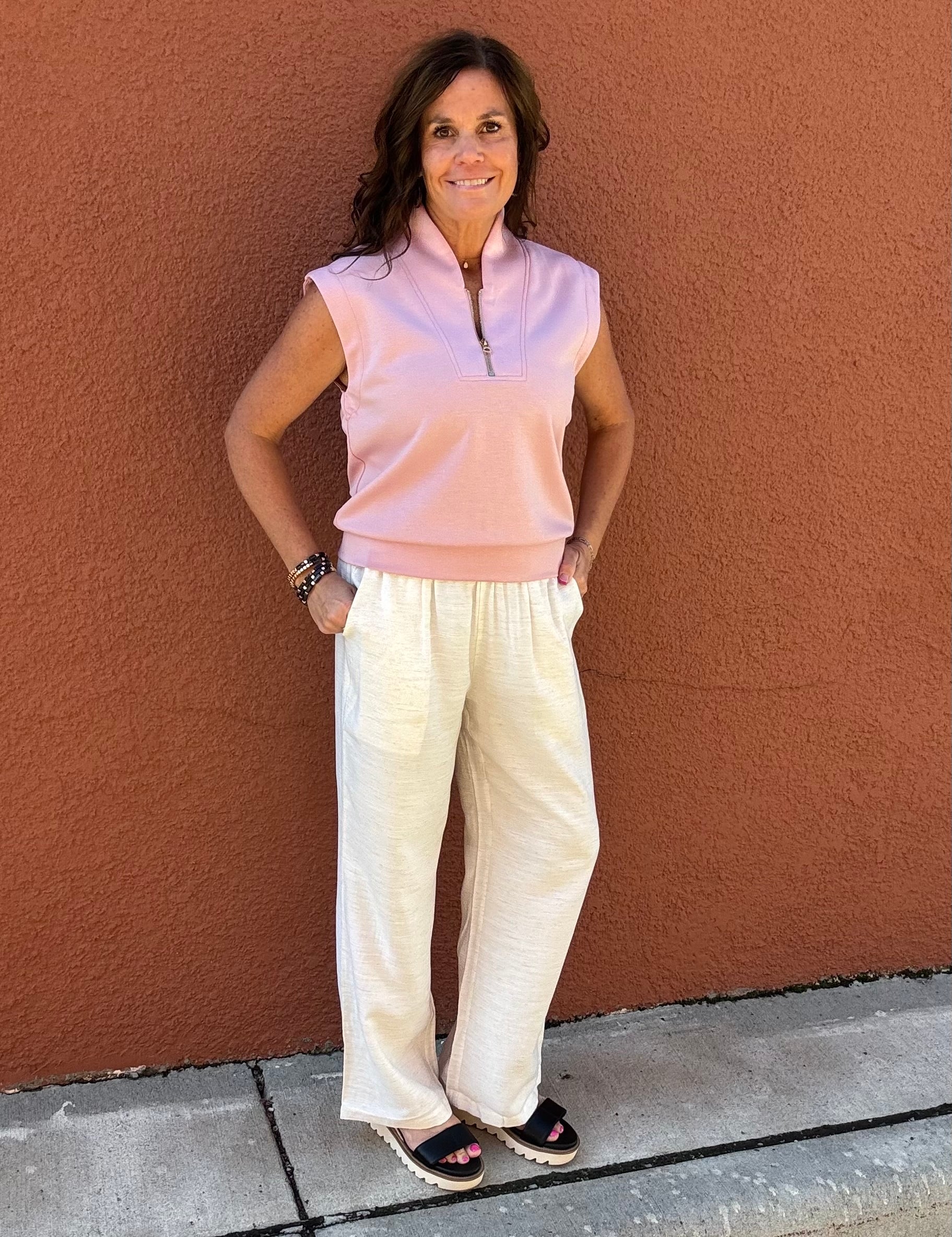 Natural Linen Elastic Waist Pants Bottoms - Pants DOE & RAE