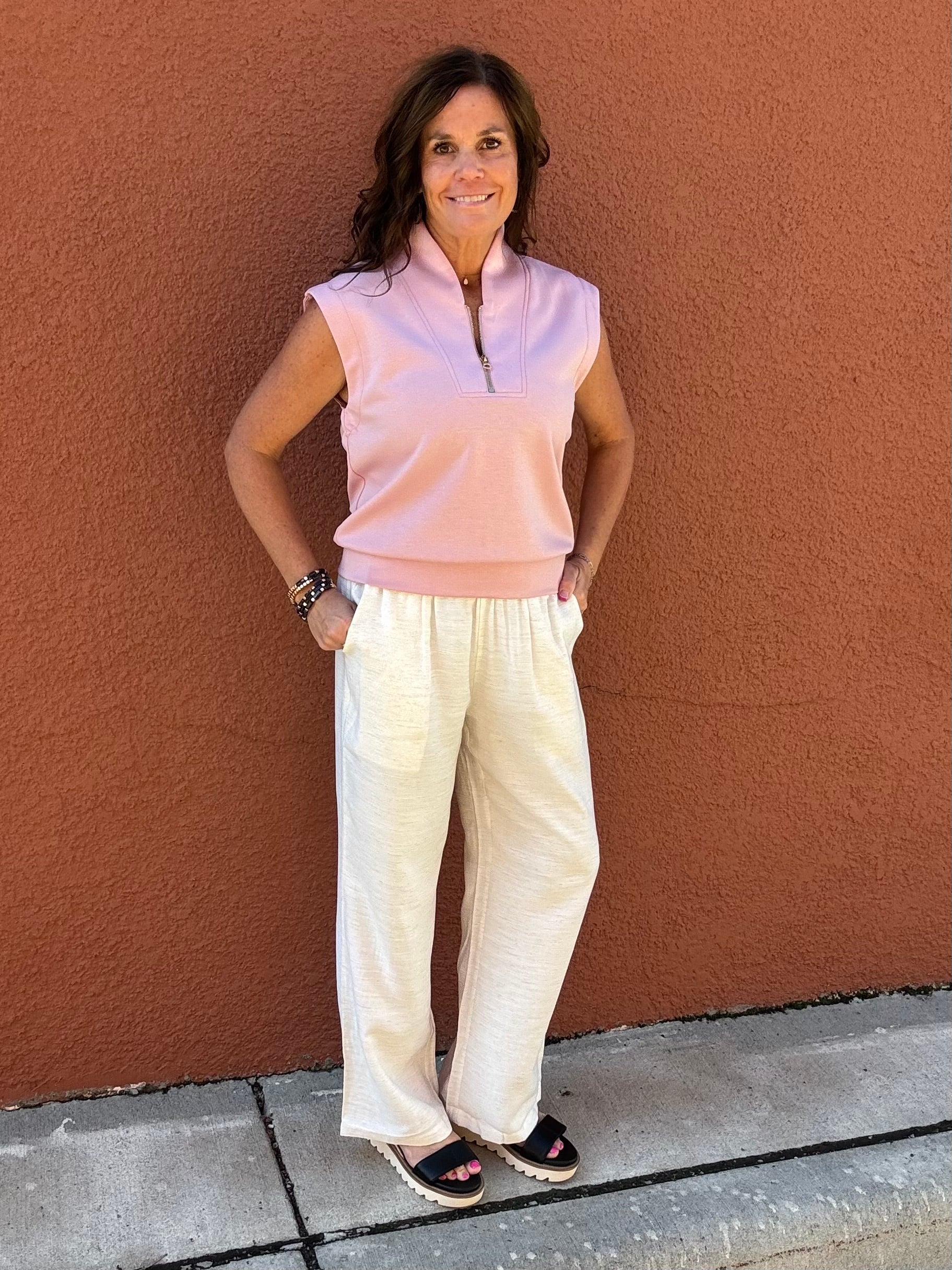 Natural Linen Elastic Waist Pants Bottoms - Pants DOE & RAE