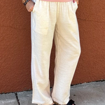 Natural Linen Elastic Waist Pants Bottoms - Pants DOE & RAE