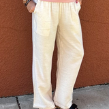 Natural Linen Elastic Waist Pants Bottoms - Pants DOE & RAE