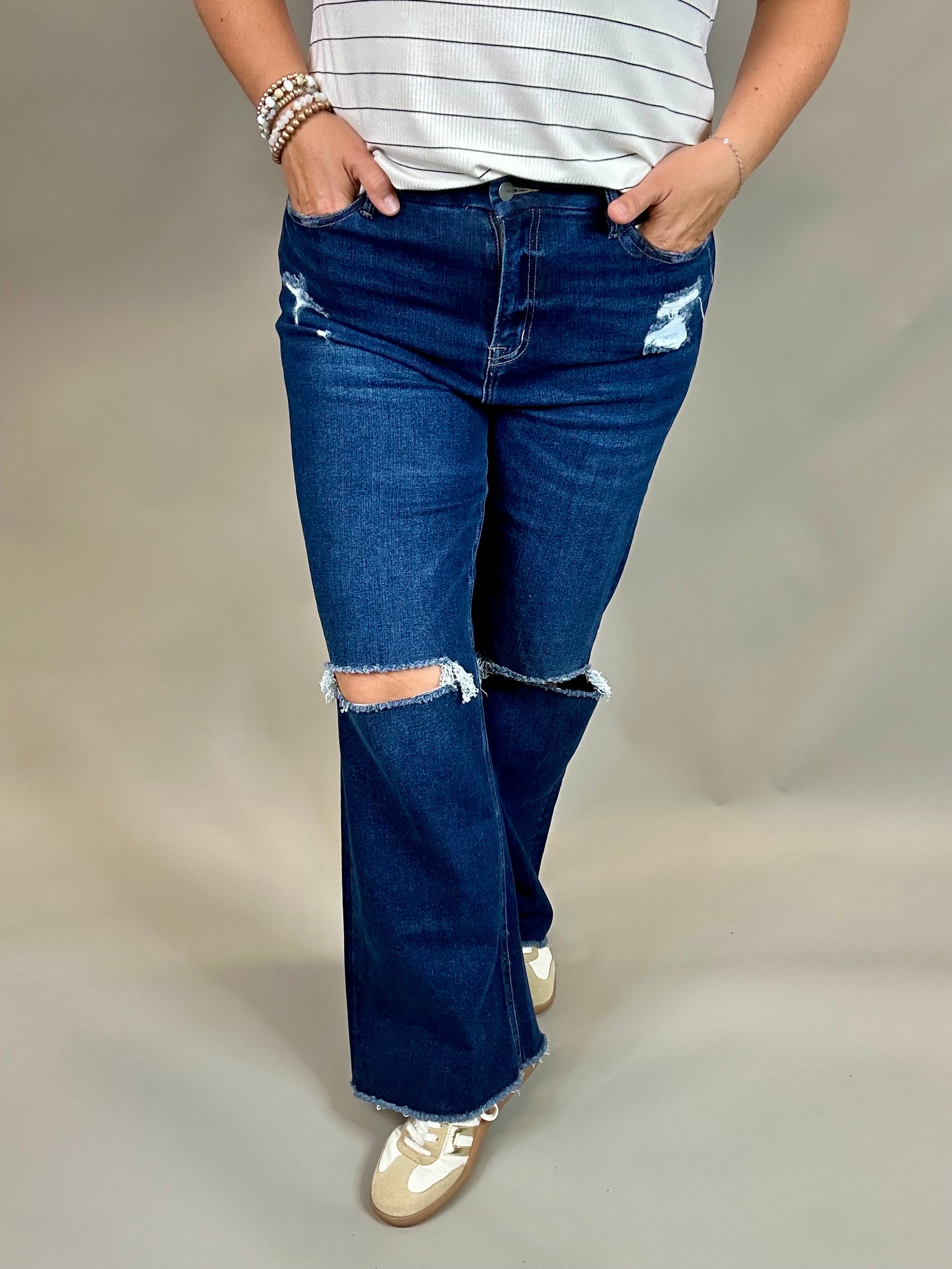 Duke High Rise Wide Leg (Mica) Bottom- Pants MICA DENIM