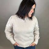 Floral Bubble Sleeve Sweater Top - Sweater HEM & THREAD