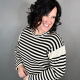 Black/Taupe Striped Knit Sweater