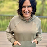Army Waffle Mixed-Media Hoodie Top - Sweatshirt TRES BIEN