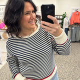 Navy/White Boat Neck Sweater