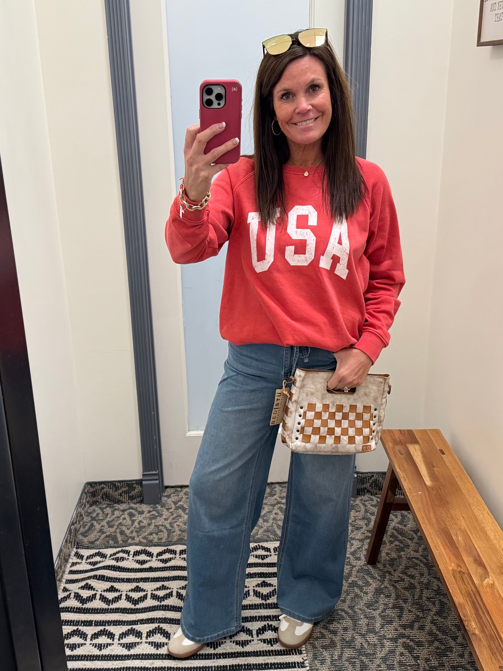 Red USA Hangout Top Top - Sweatshirt THREAD & SUPPLY