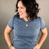 Washed Indigo Juliette Western Tee Top - Tee FLAG AND ANTHEM