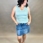 Sage V Neck Frilled Tank Tops- Tanks DOE & RAE