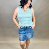 Sage V Neck Frilled Tank Tops- Tanks DOE & RAE