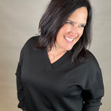 Black Hartley V Neck Top