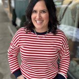 Red/Navy Crew Neck Sweatshirt